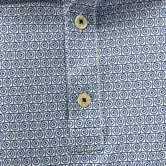 Footjoy FJ Swirl Print Polo Shirt Mens XL Blue Short Sleeve Golf Performance - Picture 5 of 12